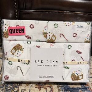 NWT Rae Dunn Christmas Holiday Seasonal QUEEN size sheet set CANDY LAND